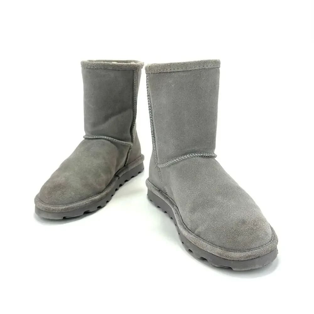 BearPaw Elle Big Girls Winter Boot Size 5 Gray Suede Wool Waterproof Short Boot